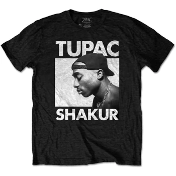 Tupac - Eyes Closed Unisex Large T-Shirt - Black