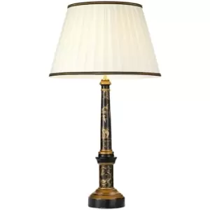 image of Elstead - LightBox Strasbourg Black Decorated Wood Table Lamp, Tall Empire Shade