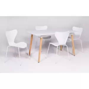 image of Out & out Bailey 140cm Dining Table Set with 4 Fleur Chairs in White