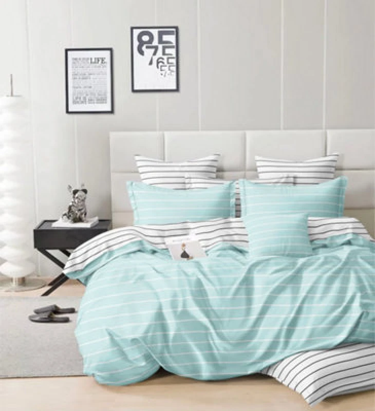 Image of Ezysleep Ezysleep Aqua Stripe Printed Duvet Set Size: King Aqua King Unisex 0721545589873