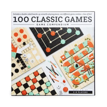 image of 100 Classic Board Games Compendium - New And In Stock - Christmas Stocking Fillers And Gifts - Childrens Toys