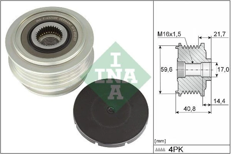Image of Alternator clutch pulley INA 535 0371 10