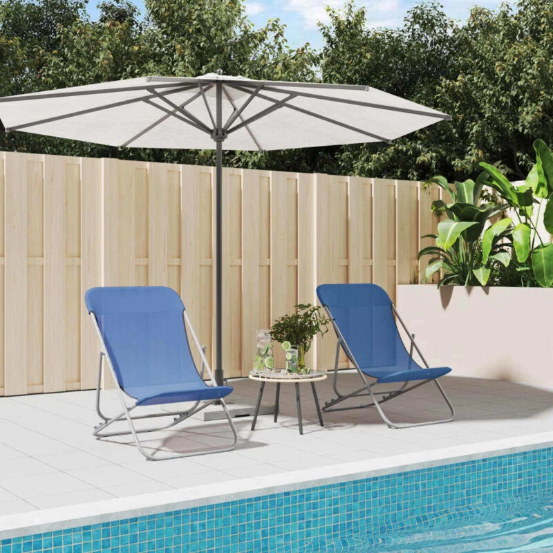 Image of VIDAXL Folding Beach Chairs 2 pcs Blue Textilene&Powder-coated Steel Vidaxl 8720845722494