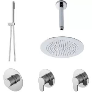 image of Nuie Arvan Thermostatic Concealed Mixer Shower with Shower Handset + Fixed Head and Stop Taps