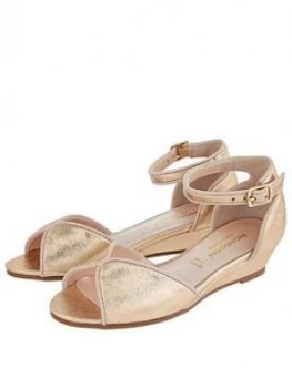 Monsoon Girls Dawn Shimmer Wedge Sandals - Gold, Size 7 Younger