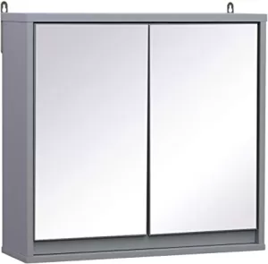 image of HOMCOM Wall Cabinet Mirror White 880 mm x 130 mm x 490 mm