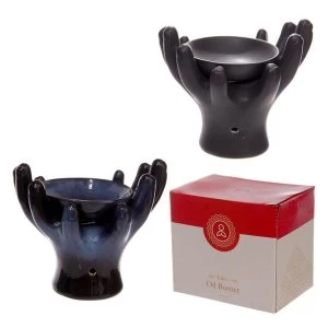 Image of Ceramic Hands Design Dark Glazed Oil Burner (1 Random Supplied)