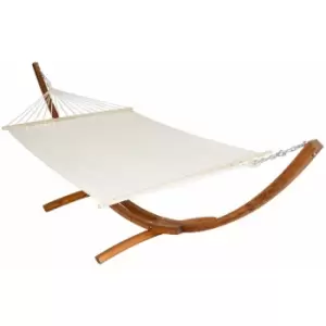 image of Standing hammock with wooden frame xxl (2 people) - garden hammock, free standing hammock, double hammock - white