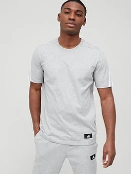 Image of adidas Future Icons 3 Stripe T-Shirt - Grey Heather, Grey Heather Size XL Men