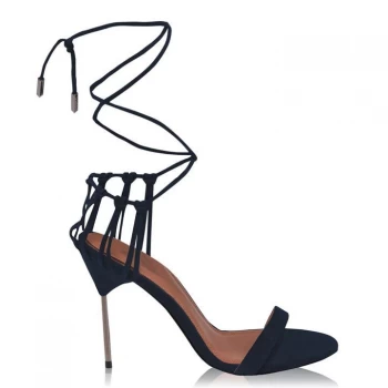 image of Reiss Zhane Strap Heels - Ink Suede