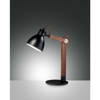 image of Fabas Luce Sveva Desk Task Lamp Black / Walnut Glass, E27