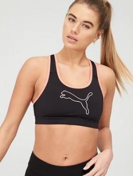 Puma 4Keeps Medium Support Sports Bra - Black/Pink, Size S, Women