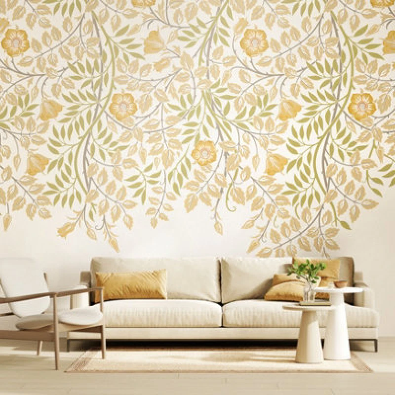 Image of Origin Murals Cascading Rosehip - Gold And Olive Matt Smooth Paste The Wall Mural 300Cm Wide X 240Cm High