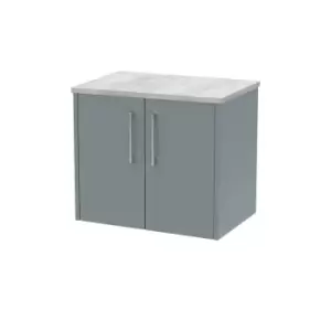 Hudson Reed Juno 600mm Wall Hung 2 Door Vanity & Bellato Grey Laminate Top - Coastal Grey