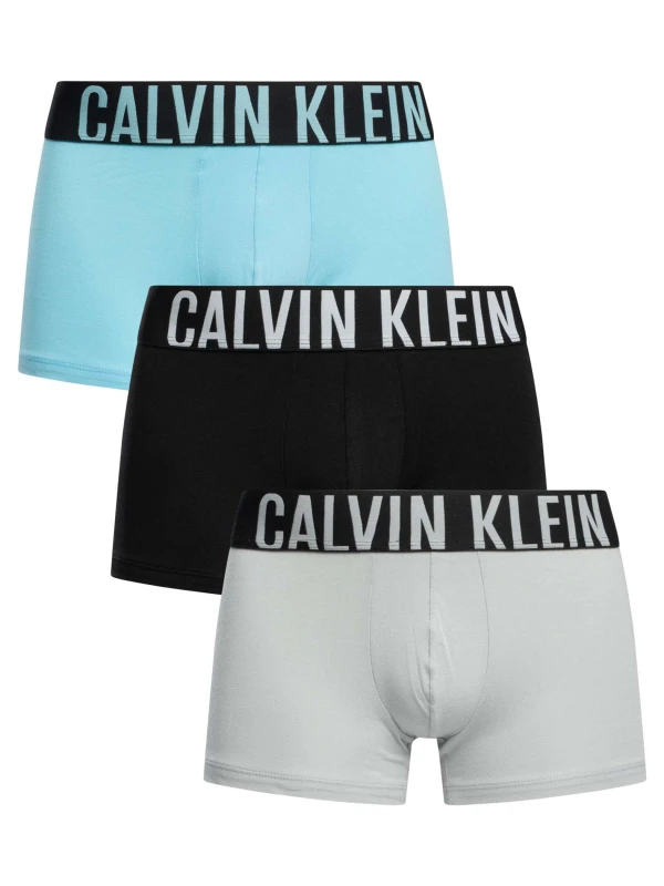 Image of Calvin Klein 3 Pack Intense Power Trunks Harbor Mist/Black/Chilly Blue L