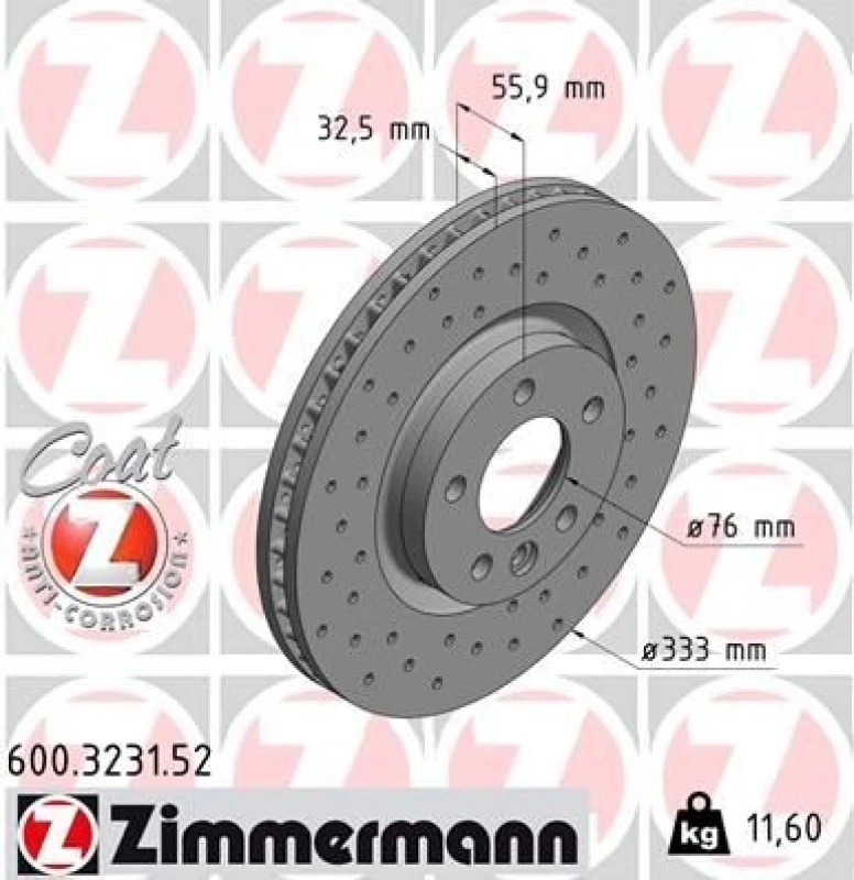 Image of ZIMMERMANN Brake disc ZIMMERMANN 600.3231.52