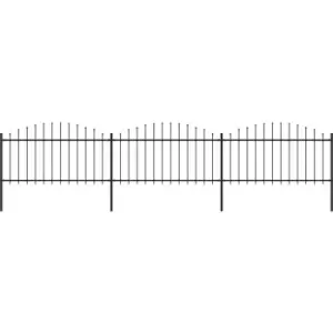 Image of Garden Fence with Spear Top Steel (1.25-1.5)x5.1 m Black Vidaxl Black