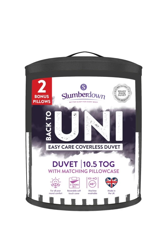 Image of Slumberdown Slumberdown Back to Uni Printed Stripe Grey 10.5 Duvet, 2 Medium Pillows Size: King Grey King Unisex 5061016121467