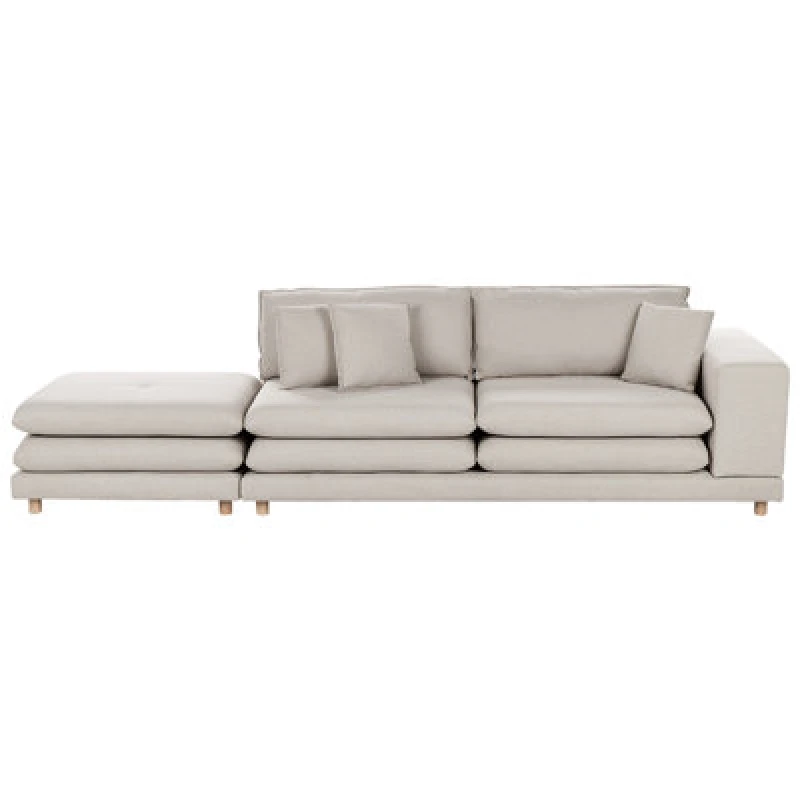 Image of Beliani Sofa 2 Seater Heden Fabric Beige With Ottoman