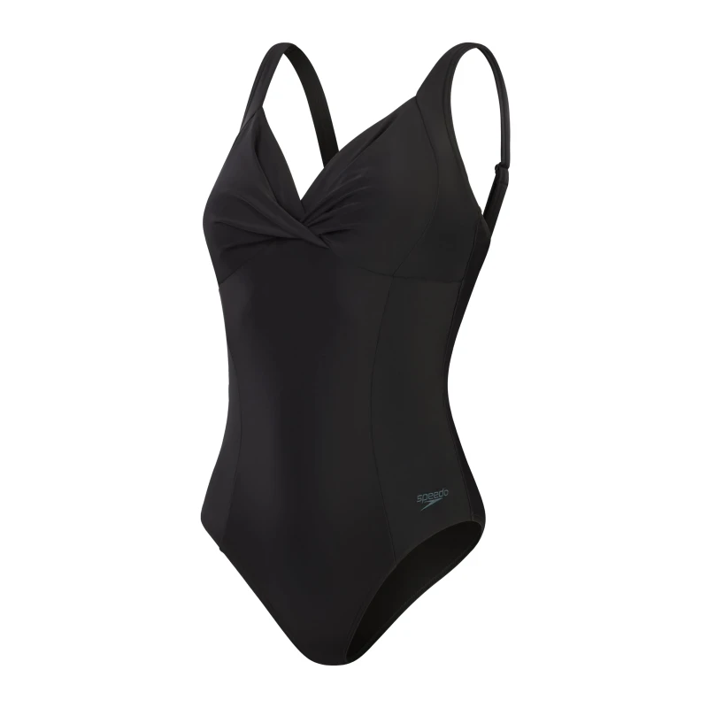Image of Speedo Womens Shaping Cross Knot 1 Piece Swimsuit Shapewear Beach and Holiday Swimwear Swimsuit (Pack of 1) 42 Black