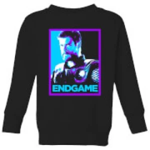 Image of Avengers Endgame Thor Poster Kids Sweatshirt - Black - 11-12 Years