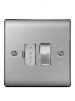 image of British General Brushed Steel 45A Cooker Connection Unit Switched Socket With Power Indicator White Surround