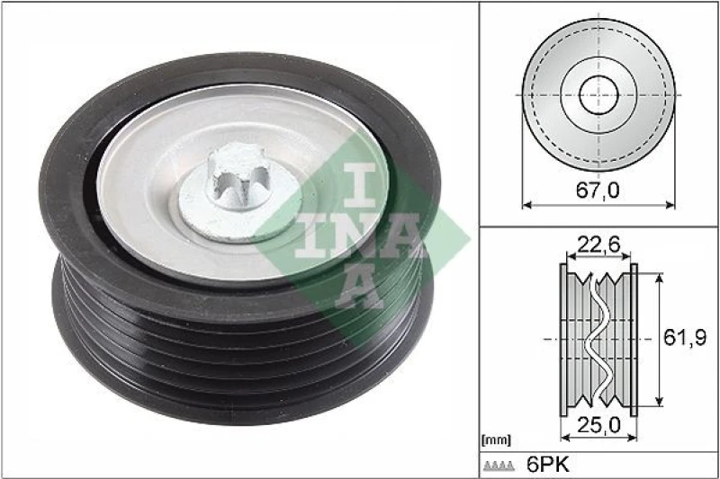 Image of Deflection / guide pulley, V-ribbed belt INA 532 0866 10