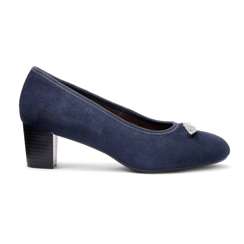 Image of Hotter Womens Wide Fit 'Strut' Court Shoes in Navy Size: 7 Navy Female 7