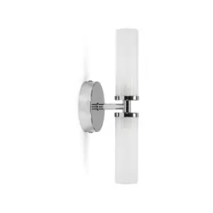 Image of Two Way Bathroom Wall Light Fitting with Glass Shades - Chrome