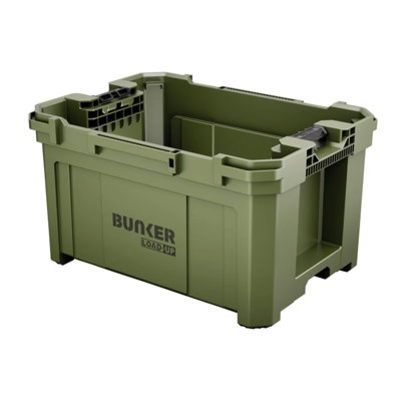 Image of Draper Bunker Load-Up Stacking Tool Crate - Large Modular Storage Box With Side Rails, Heavy-Duty Polypropylene, Interlocking Design -