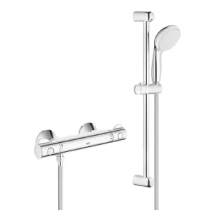 image of Grohe Grohtherm 800 Thermostatic Mixer Bar Shower with Slide Rail & Round Handset