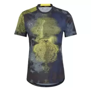 Image of adidas D4T HIIT Allover Print Training T-Shirt Mens - Multicolor / Impact Yellow