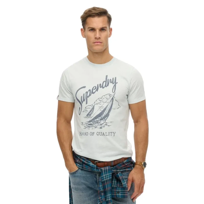 Image of Superdry Lo-Fi Dockside T-Shirt, Blue, Size S, Men Blue WS867 Male S