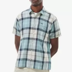 Image of Barbour Heritage Mens Croft Summer Short Sleeved Shirt - Blue Chalk Tartan - L
