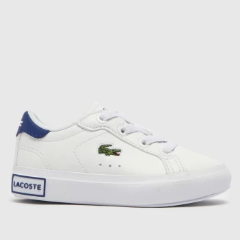 image of Lacoste White & Blue Powercourt Boys Toddler Trainers