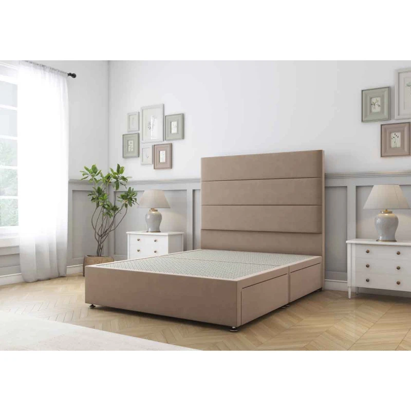 Image of Sloomy Texas Mink Plush Divan Bed Base 2 Drawers Same Side With 26" Strutted Headboard 5' King