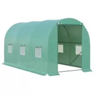 Image of Outsunny PE Polytunnel Shelved Greenhouse