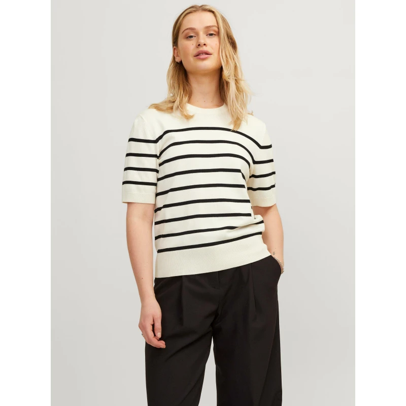 Image of JJXX Womens Layla Short-Sleeve Knitted Top Vanilla Ice female 14 (L)
