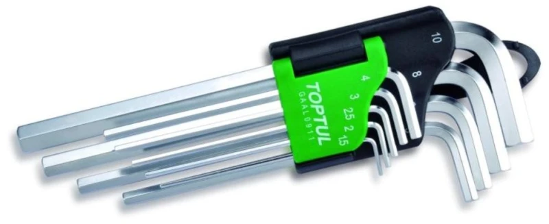 Image of TOPTUL GAAL0911 Angled Screwdriver Set Number of tools: 9, Spanner Size: 4, 5, 6, 8, 10mm Angled Screwdriver Set (6627)