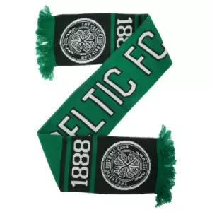 image of Celtic FC Official Nero Knitted Football Crest Supporters Scarf (One Size) (Green/Black)