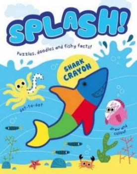 Image of Splash Puzzles Doodles and Fishy Facts activity Book with 5 Shaped Crayons Paperback