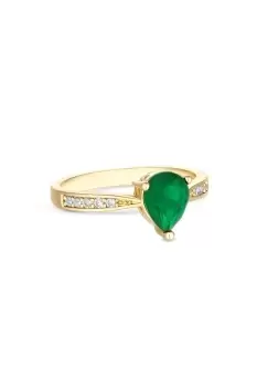 image of Rhodium Plated Emerald Cubic Zirconia Ring