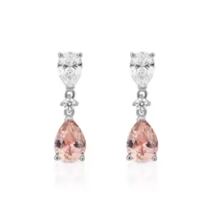 image of Diamonfire Silver Pink Zirconia Teardrop Drop Earrings