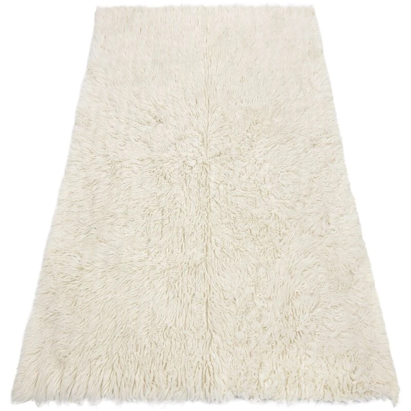 Image of RUGSX Flokati woolen - Bedcover, Plaid white 55x110cm FLO049
