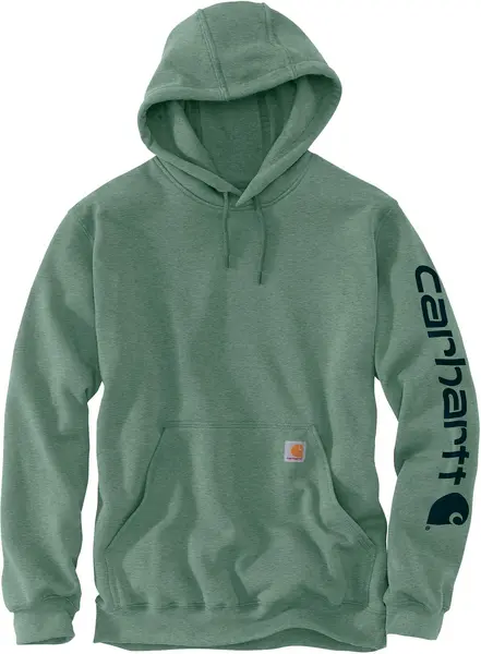 Image of Carhartt Midweight Sleeve Logo Hoodie, green, Size 2XL