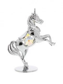 image of Crystocraft Crystocraft Chrome Plated Unicorn Ornament With Crystal, One Colour, Women