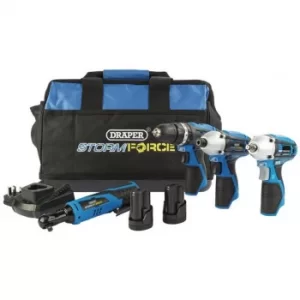 image of Draper Storm Force&amp;#174; 10.8V Power Interchange 4 Piece Kit (2x 1.5Ah Batteries, Charger and Bag)