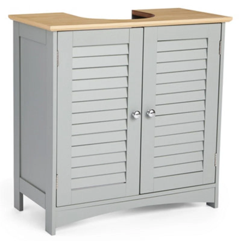Image of VonHaus Shrewsbury 2 Door Under Sink Bathroom Cabinet Grey unisex