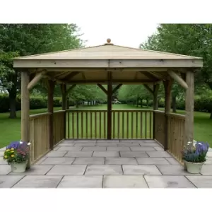 image of 11x11 (3.5x3.5m) Square Wooden Garden Gazebo with Timber Roof