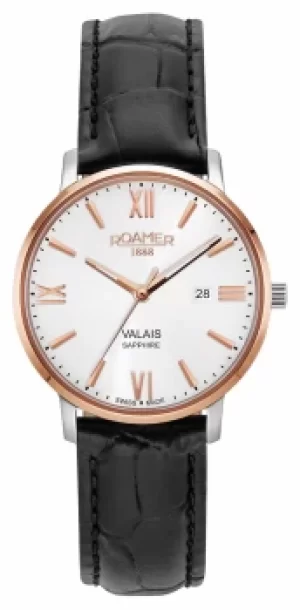 Image of Roamer 958844 49 13 05 Womens Valais Black Leather Strap Wristwa